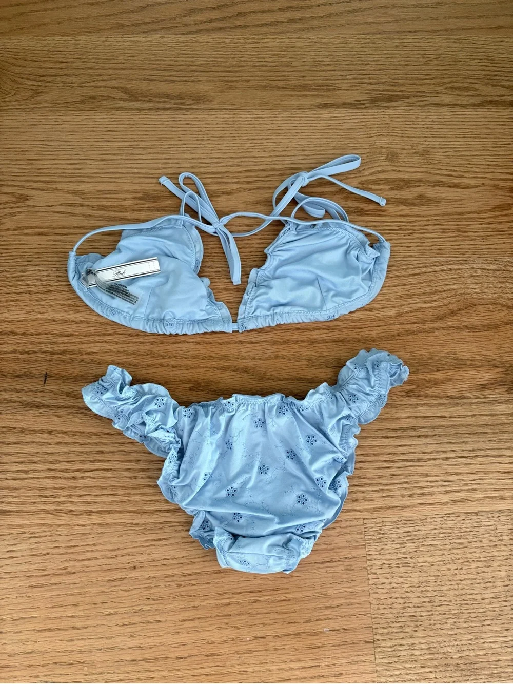 Frankie's Bikinis Light Blue Eyelet Ruffle Bikini Set